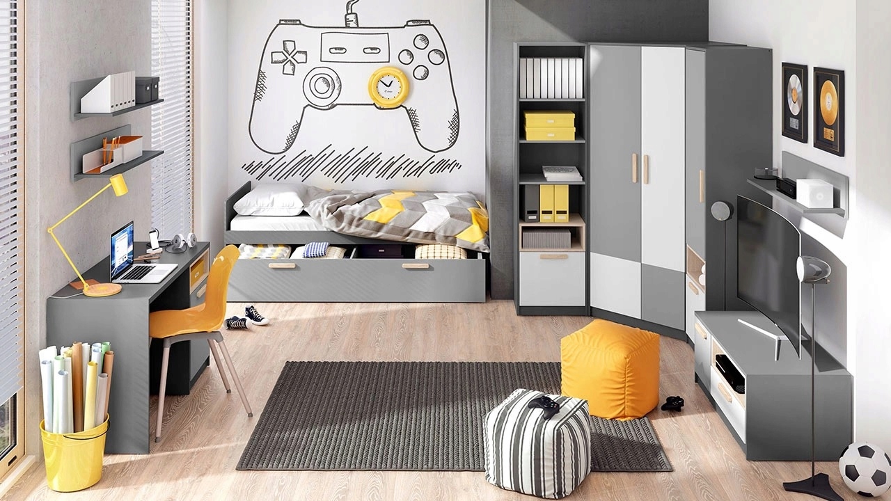 Komoda PUKI 08 młodzieżowe meble grafit Kolekcja PUKI