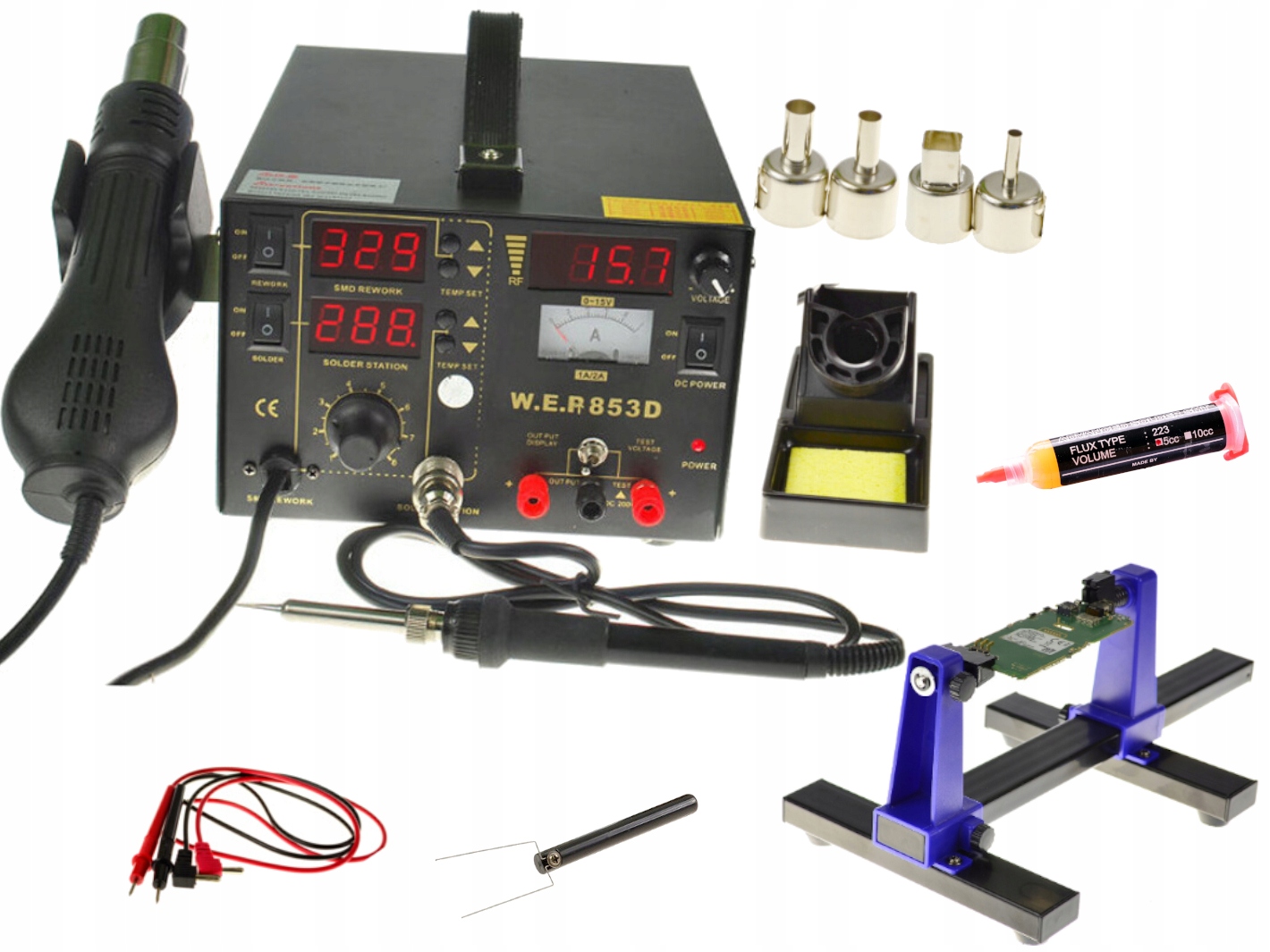 

Stacja Lutownicza Wep 853D +Uchwyt montaż Pcb flux