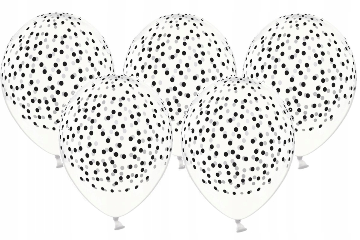 

Balony przezroczyste w czarne kropki 5szt 36cm