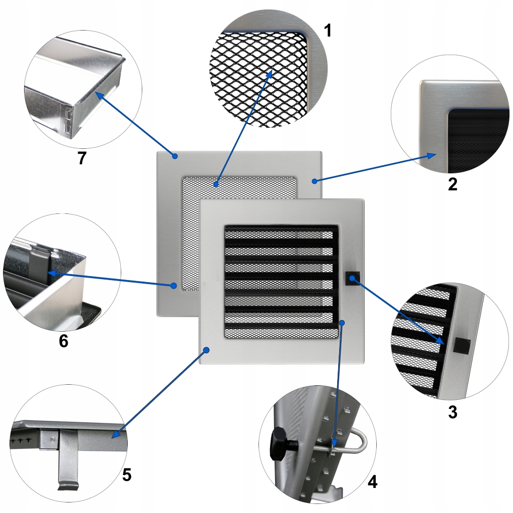 Kratka Kominkowa Wentylacyjna 17x17 Szlif Żaluzja Kod producenta 17SZX