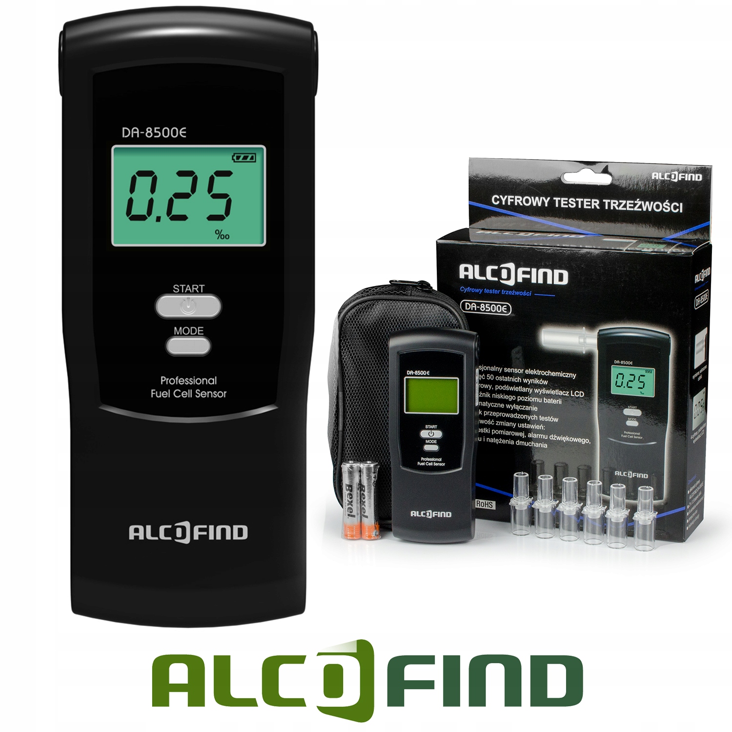 ALKOMAT DA 8500E +100 USTNIKÓW KALIBRACJA AlcoFind Marka AlcoFind