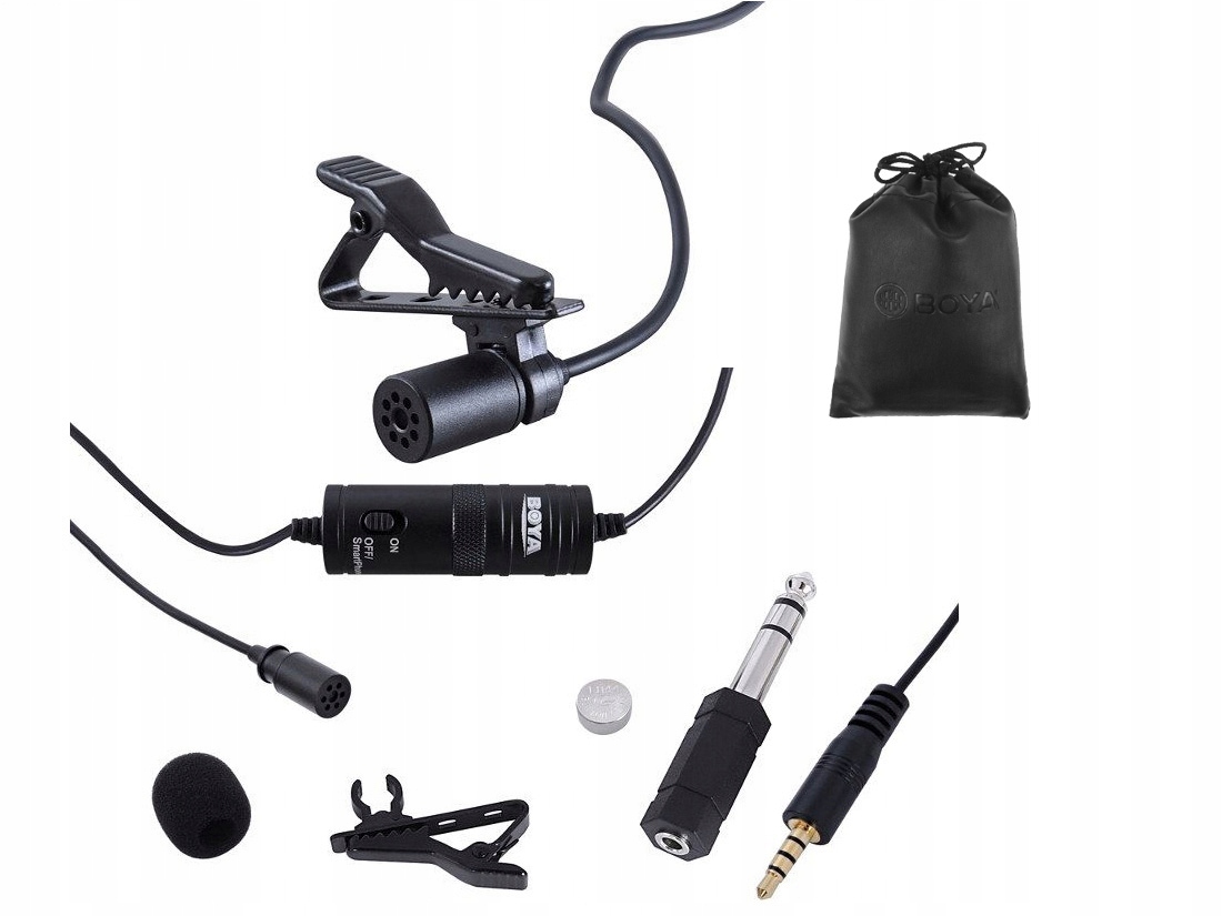 Mikrofon pojemnościowy BOYA BY-M1 reporterski krawatowy