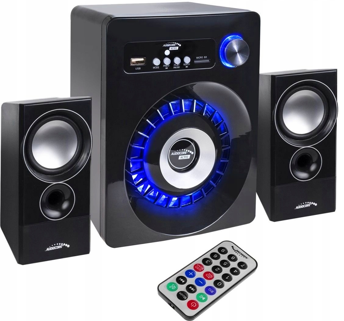 GŁOŚNIKI KOMPUTEROWE 2.1 280W Bluetooth USB SD FM JACK LED Audiocore AC910
