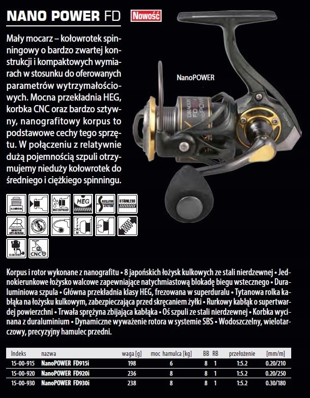 Kołowrotek spinningowy DRAGON NanoPOWER FD 920 i Marka Dragon