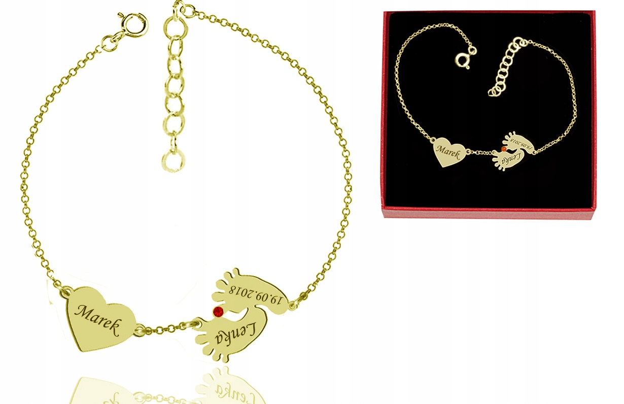 

Bransoletka Stópki Serce Grawer Swarovski 24K