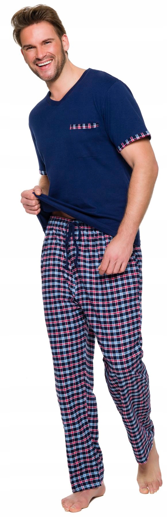 BAWEŁNIANA PIŻAMA MĘSKA FLANELOWE SPODNIE - XL Marka inna