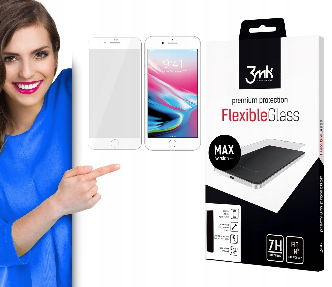 

3mk Flex Max Szkło na Cały Ekran do iPhone 8 Plus
