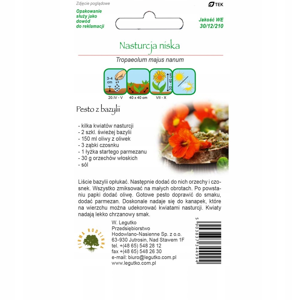 LEGUTKO Nasiona Nasturcja 5 g Marka W. Legutko
