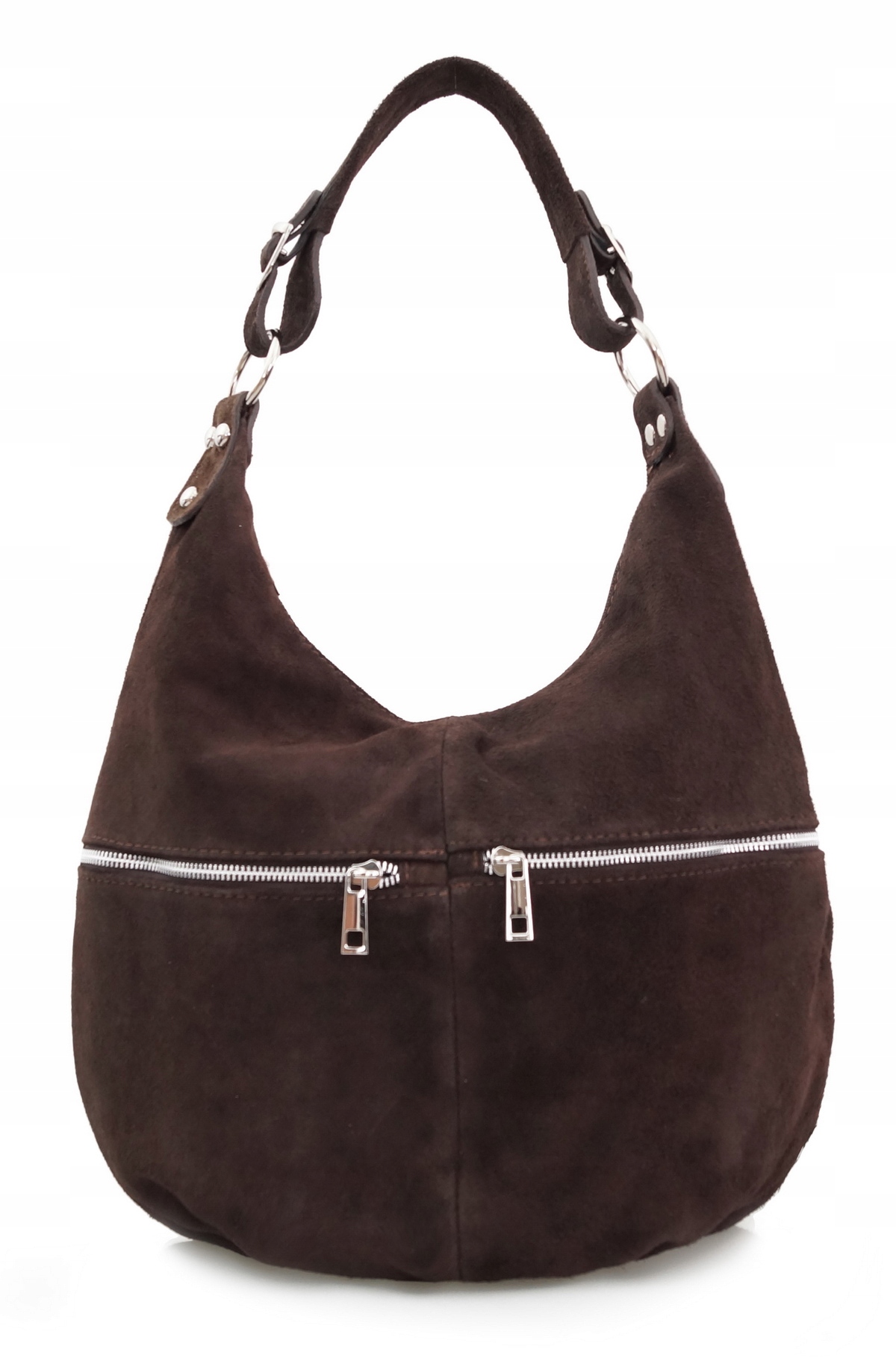 

torebka zamszowa skóra worek suwaki V318 c.brązowa