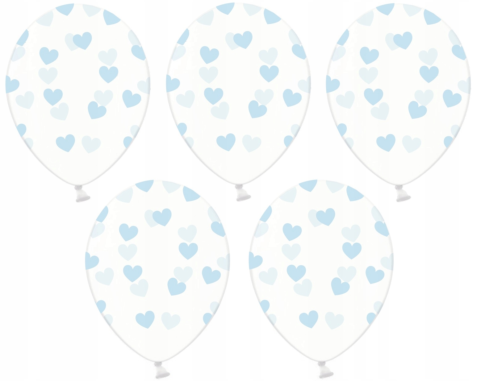 

Duże 36cm balony z nadrukiem Serca Błękitne 5szt