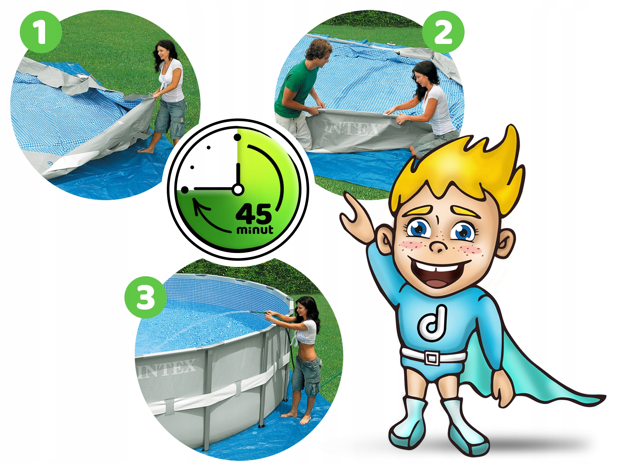 BASEN OGRODOWY STELAŻOWY INTEX 457x122 ZESTAW 21w1 Wysokość 122 cm