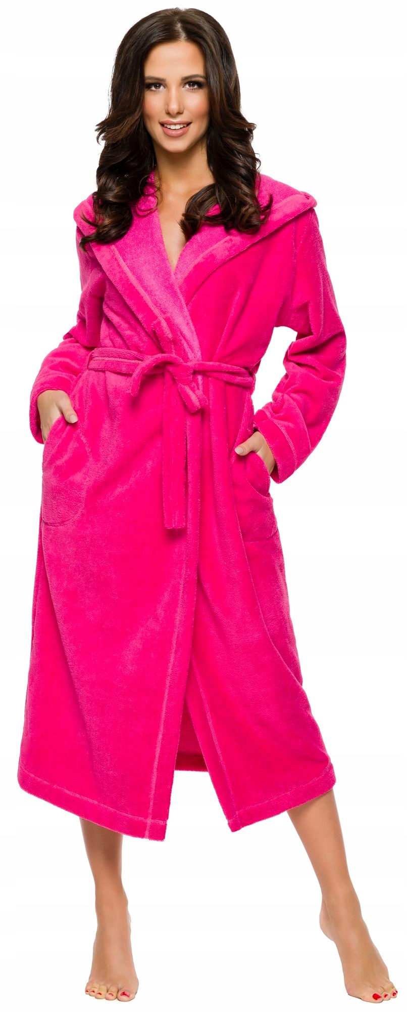 BAMBUSOWY DŁUGI SZLAFROK DAMSKI Z KAPTUREM M Marka L&L