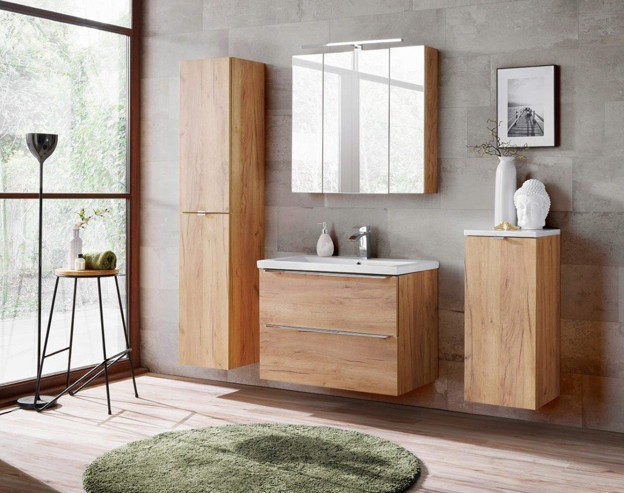 ZESTAW MEBLI ŁAZIENKOWYCH CAPRI 80 CM DĄB