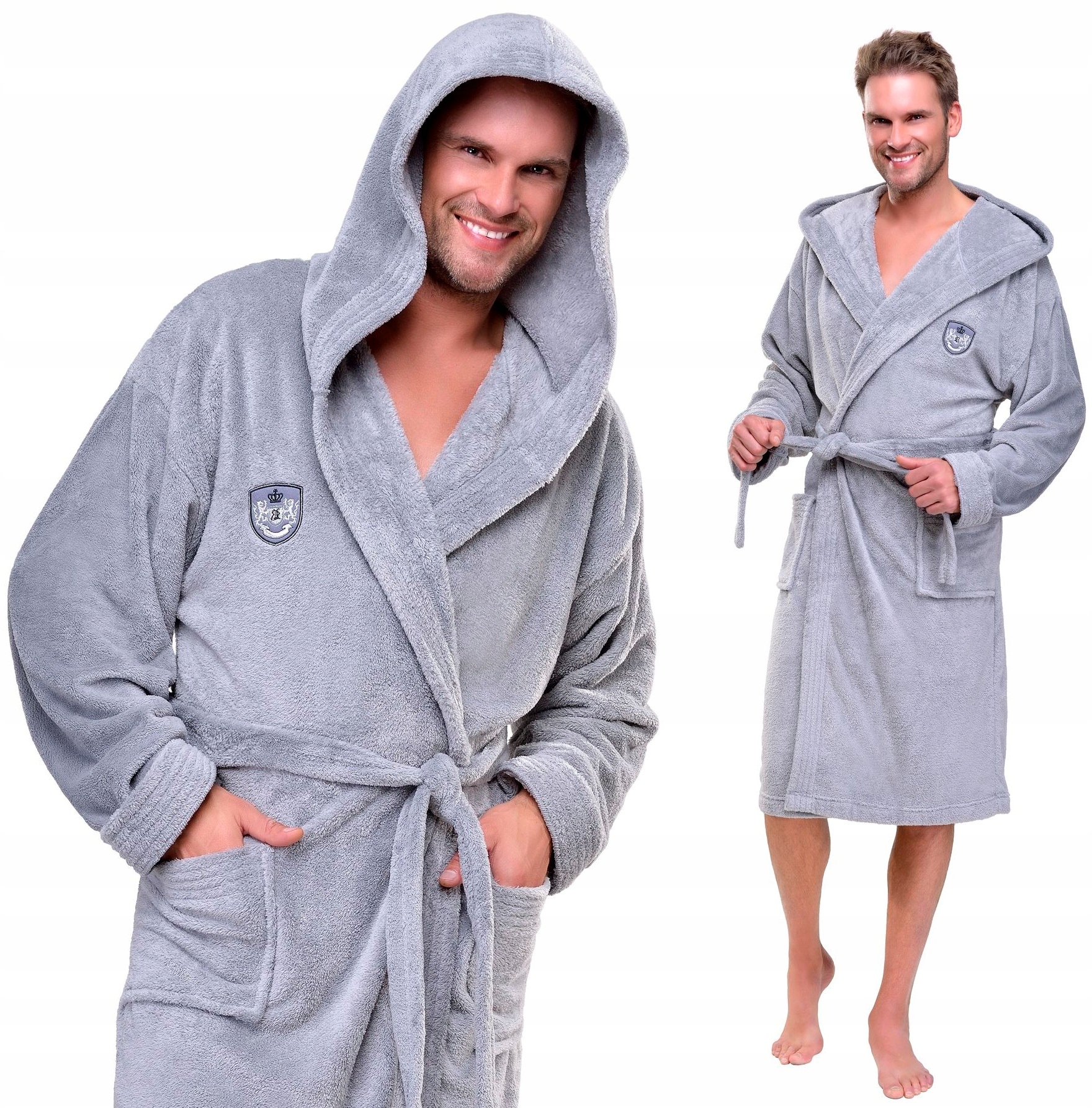 SPORTOWY WYJĄTKOWY SZLAFROK MĘSKI Z KAPTUREM XXL