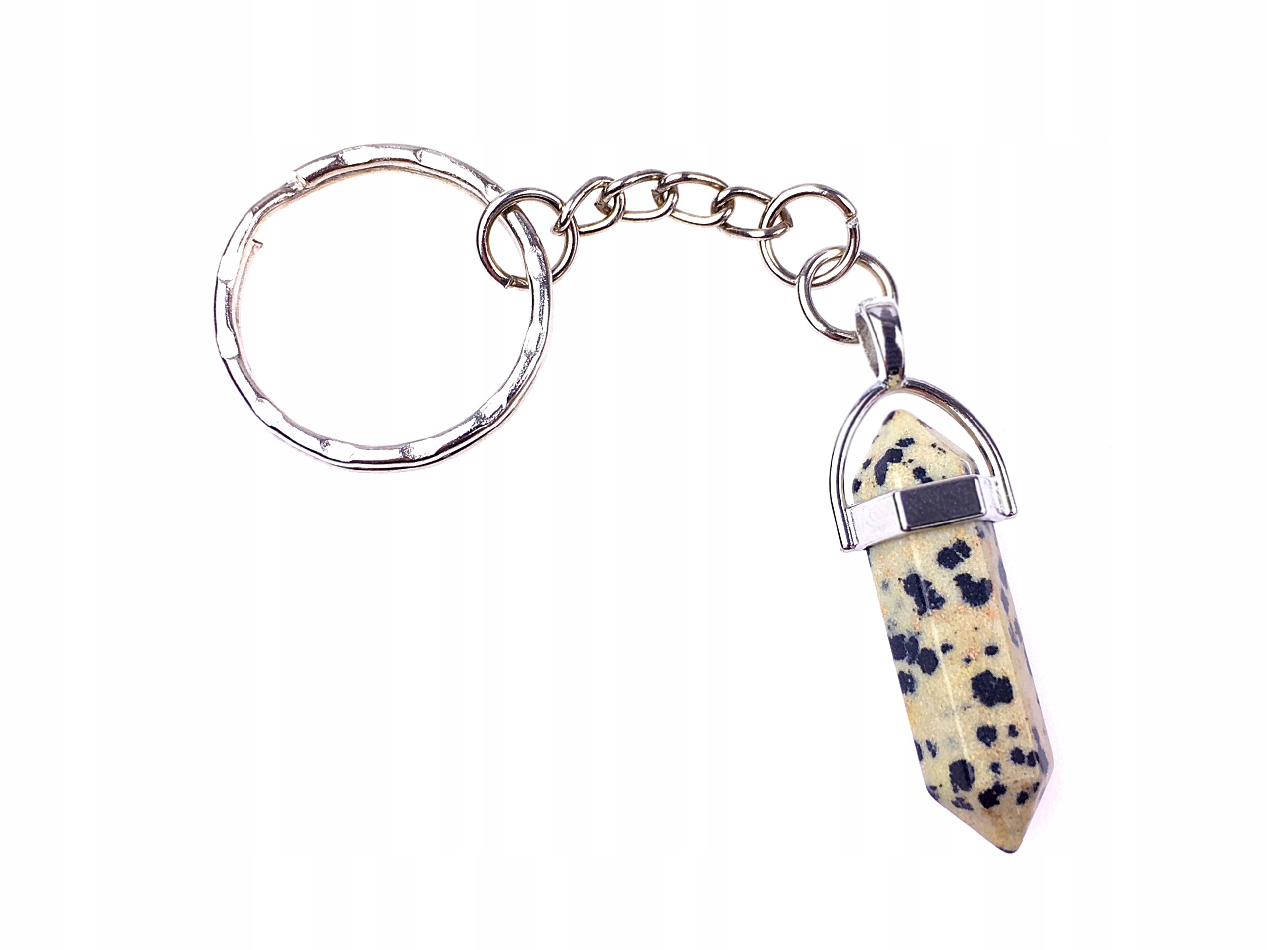 

brelok do kluczy amulet kamień jaspis dalmatyńczyk