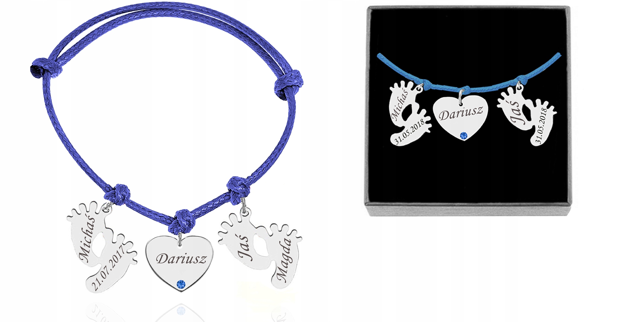 

Bransoletka 2 Stópki Serce Grawer Z Kr. Swarovski