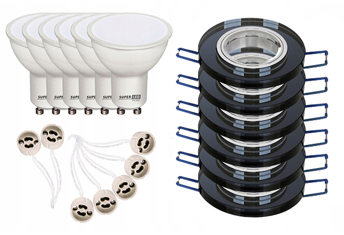 

6x oprawa halogenowa Szklana okr 6x Led GU10 5W