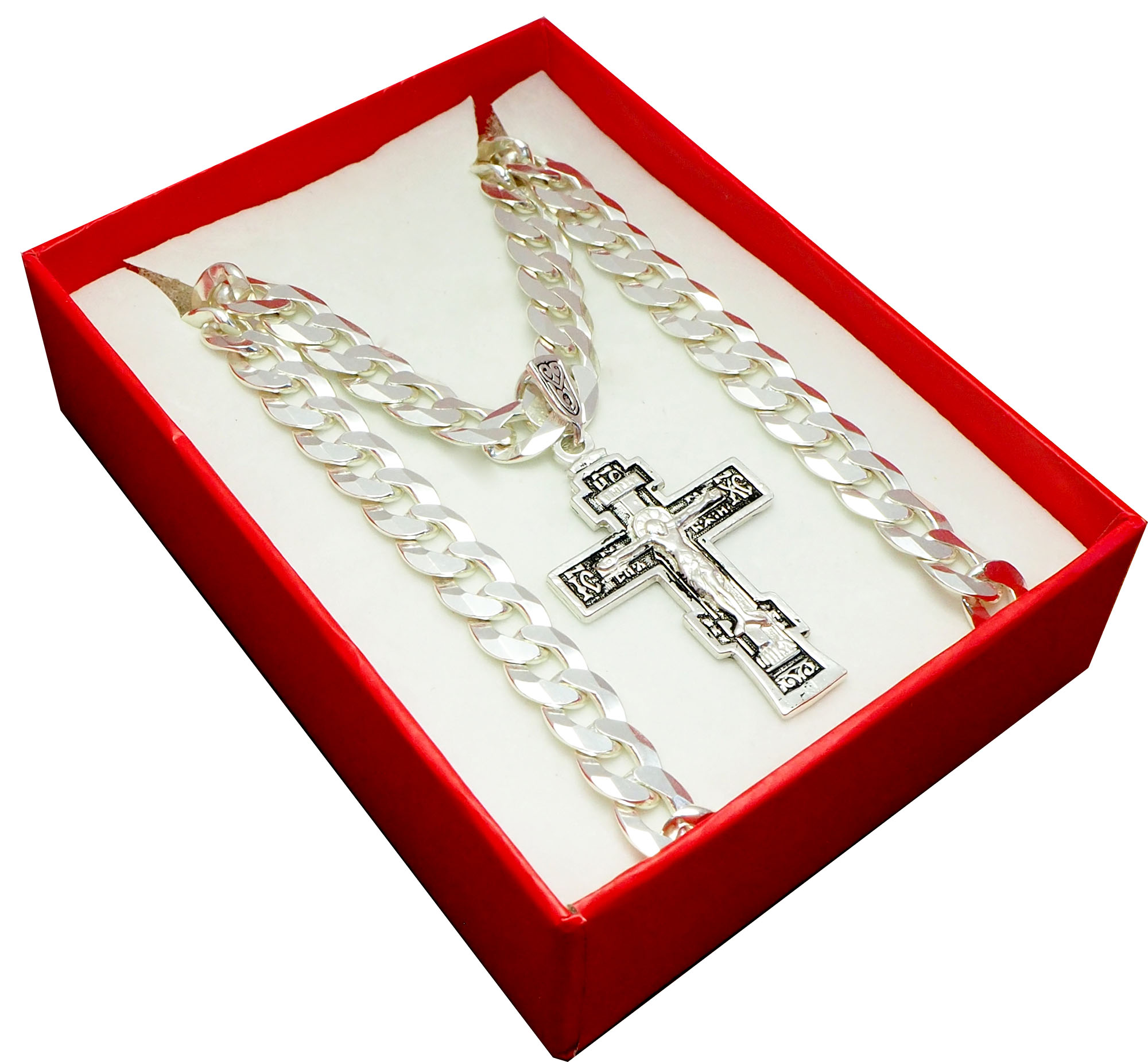 

Srebrny Łańcuszek 55cm Krzyż Prawosławny