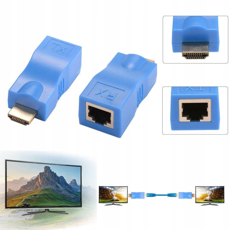 Extender Hdmi 30m przez złącze RJ45 cat 5e/6 Długość kabla 0.01 m