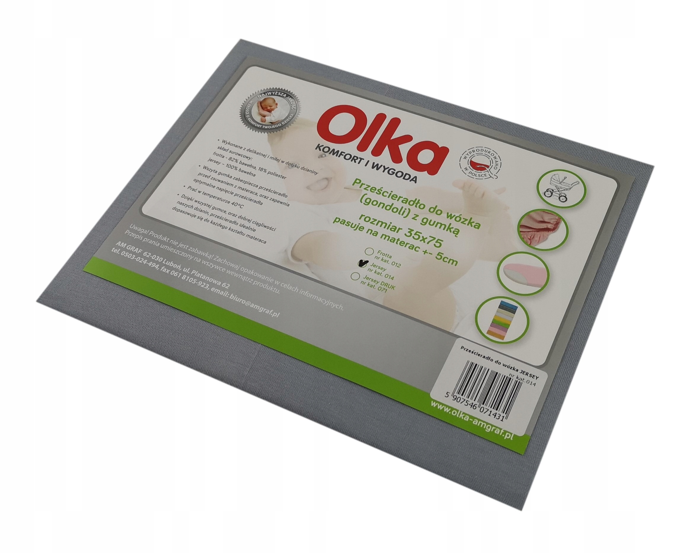 

Prześcieradło do wózka Jersey 35x75 Olka szare