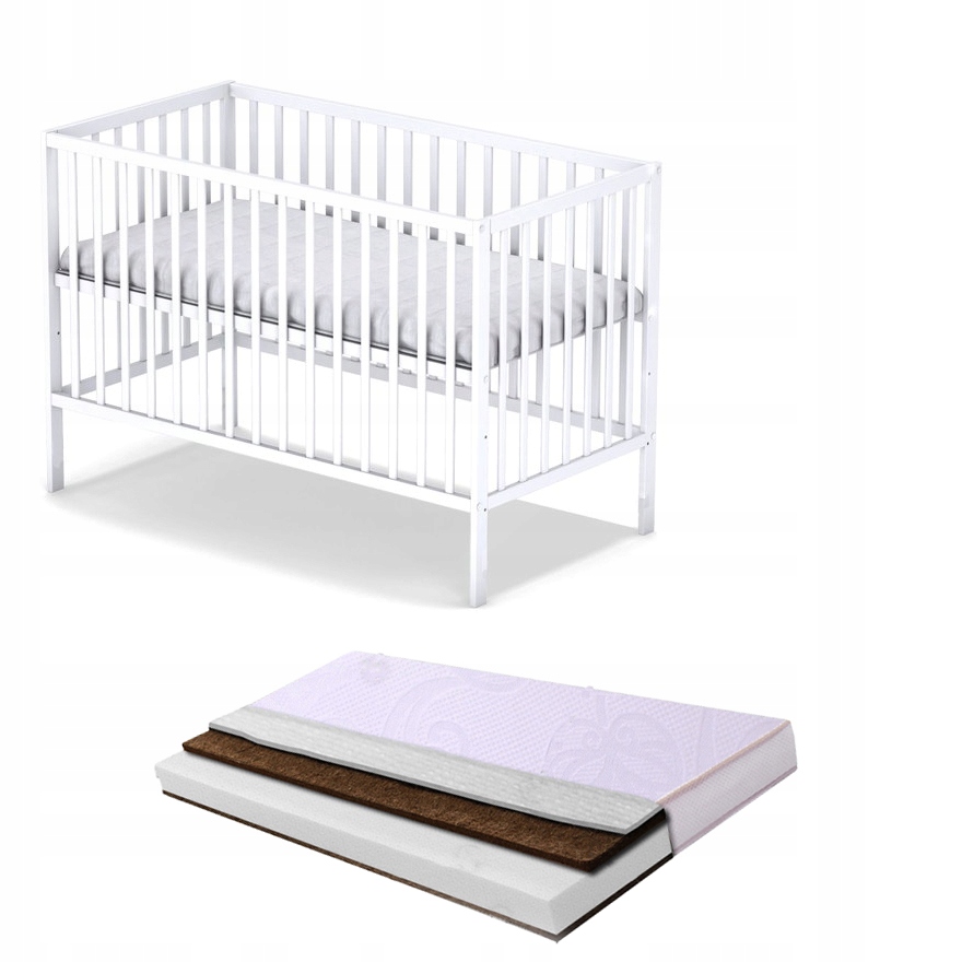 

Łóżeczko Magda b/sz białe materac K+p+k 12,5 cm