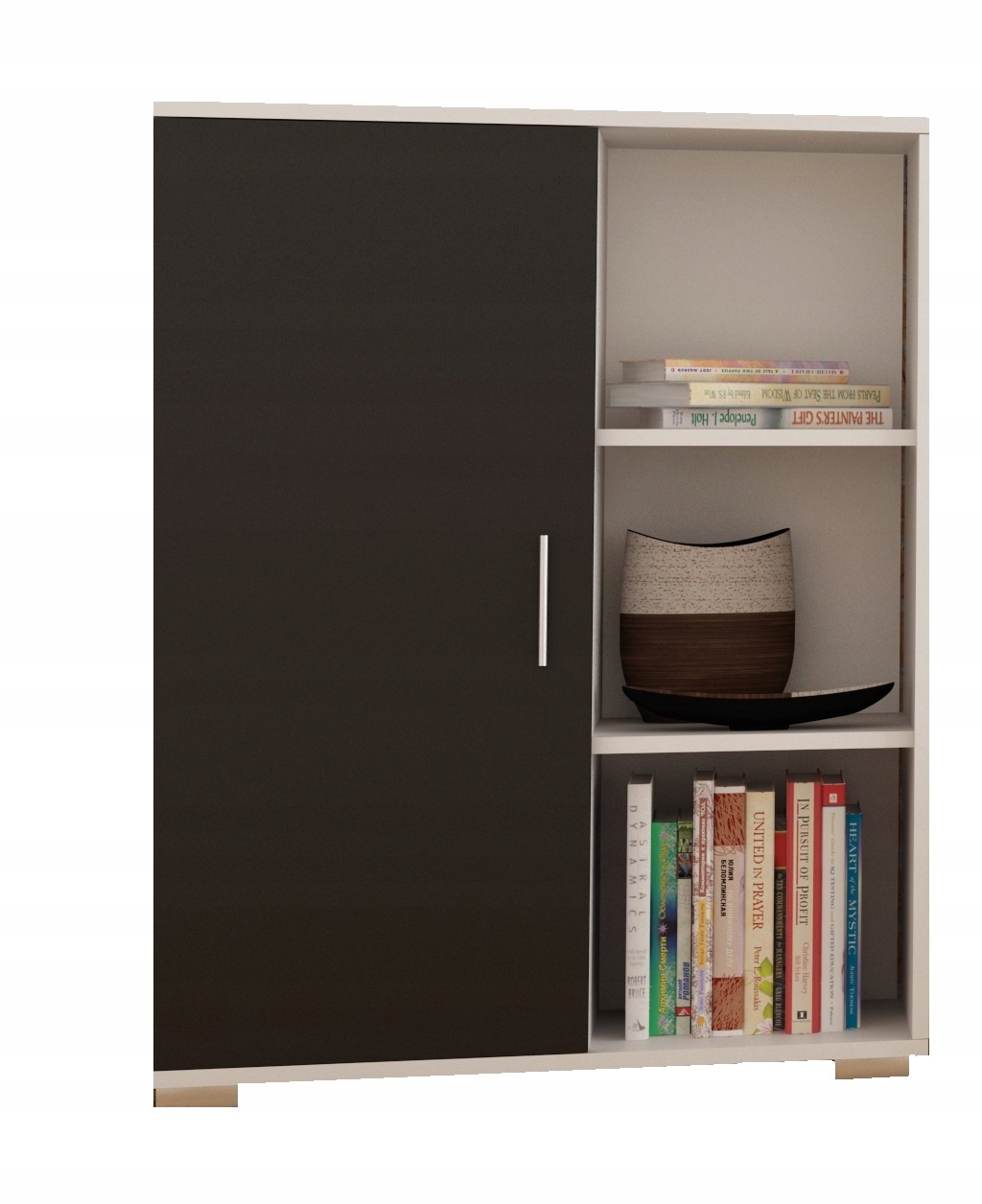 Stojací skříňka komoda 6 Polic Bílo-černá 80 CM