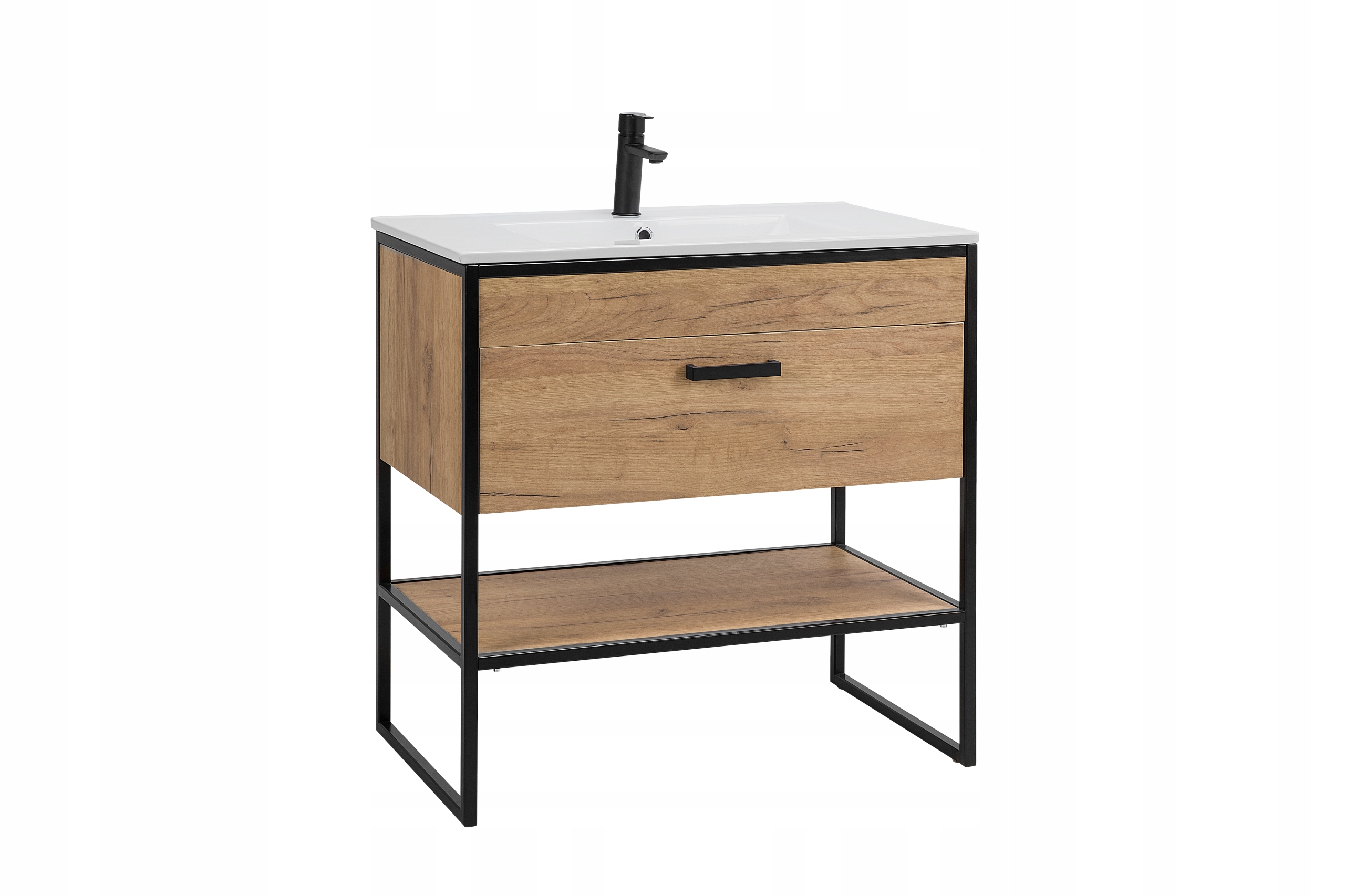 ZESTAW MEBLI ŁAZIENKOWYCH BROOKLYN 80 CM Kolor frontów dąb craft złoty