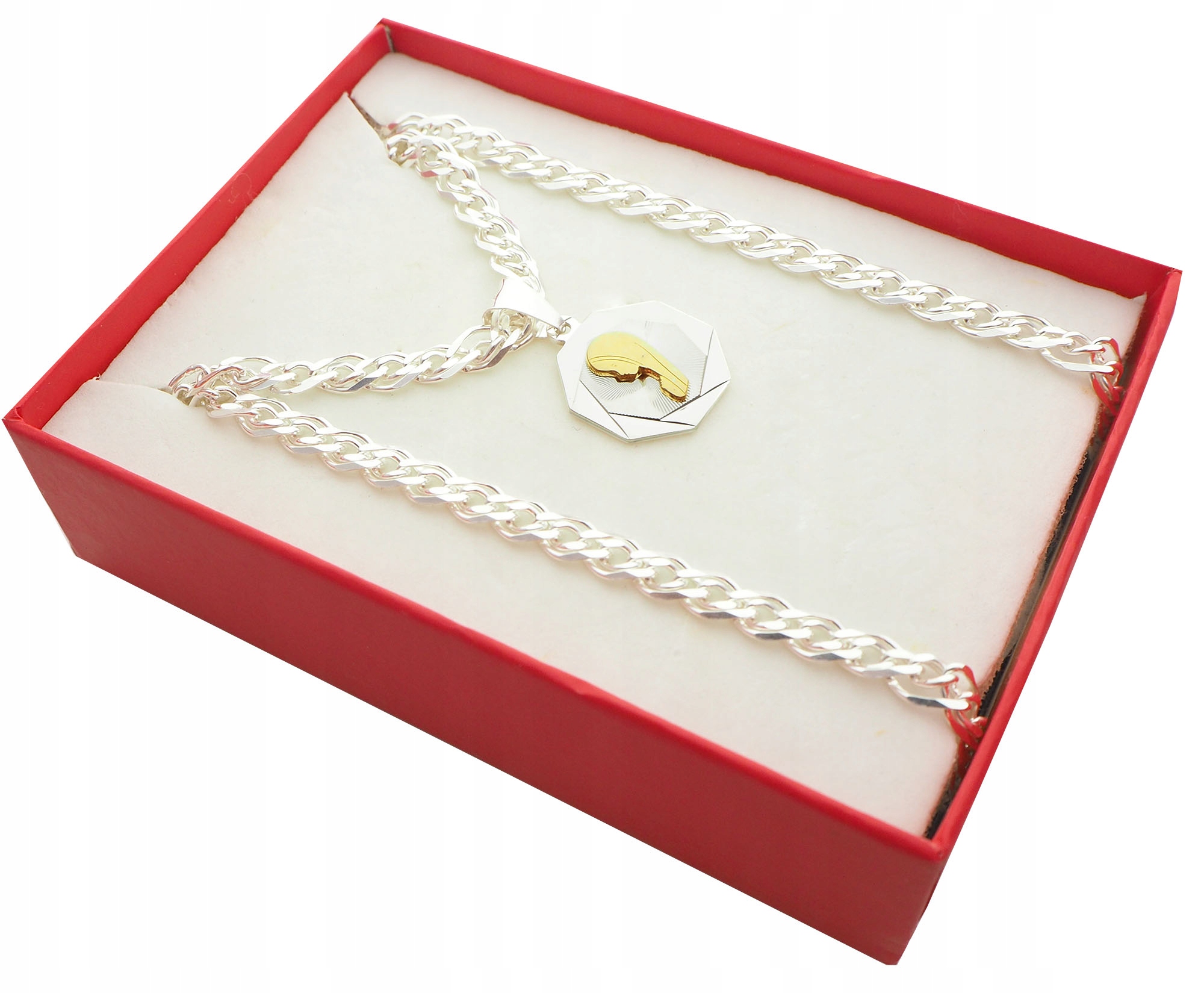 

Srebrny Łańcuszek 50cm z Medalkiem Matki Boskiej