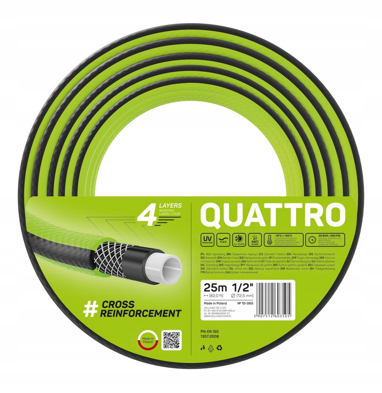 

Wąż ogrodowy Cellfast Quattro 1/2'' 25m 4 warstwy