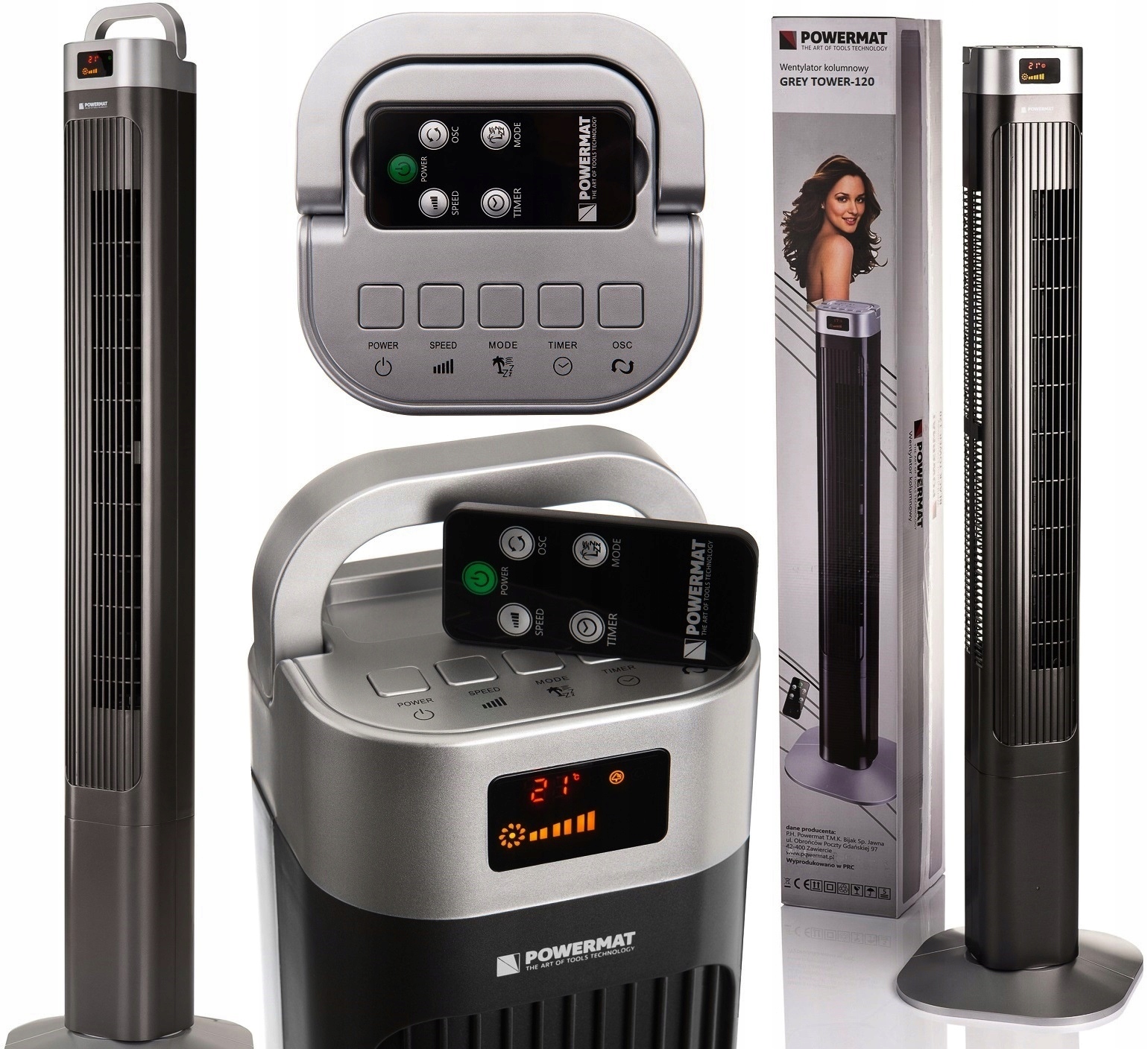 WENTYLATOR LED 121cm CICHY WIATRAK CHŁODZENIE DOMU