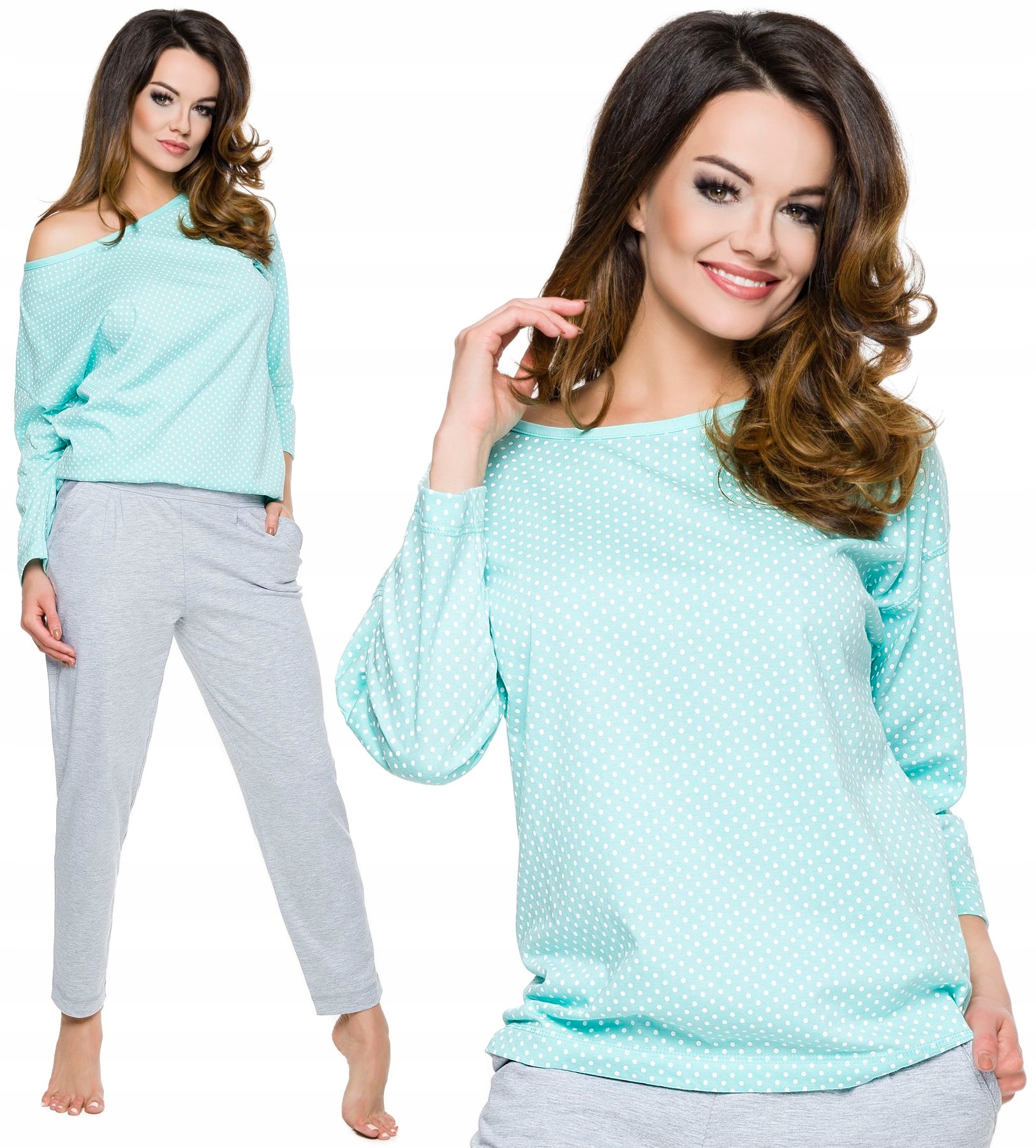 

Bawełniana Luźna Piżama Damska Długi Rękaw XL