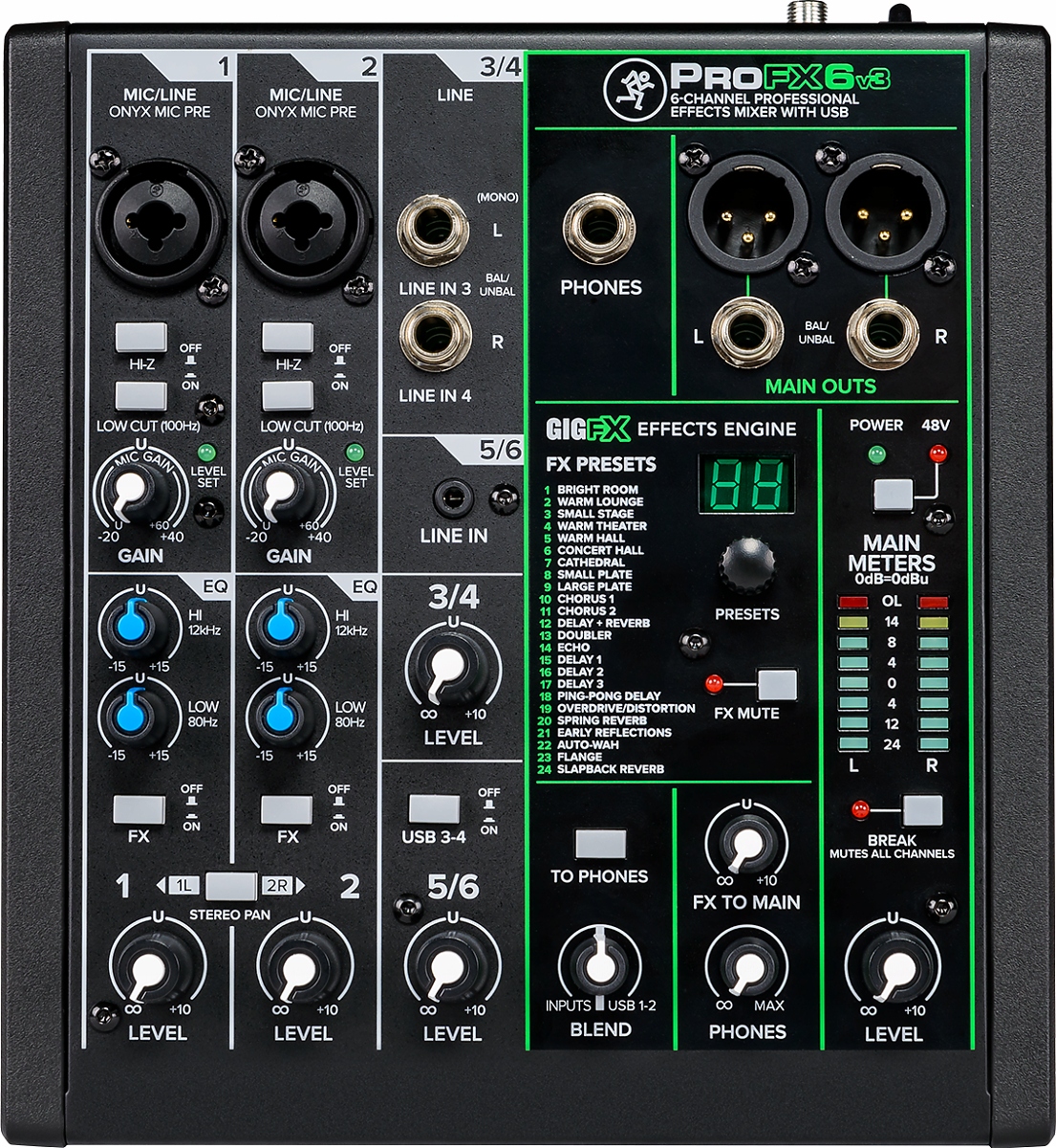 Mackie ProFX6v3 Analógový mixážny pult s Usb audio rozhraním