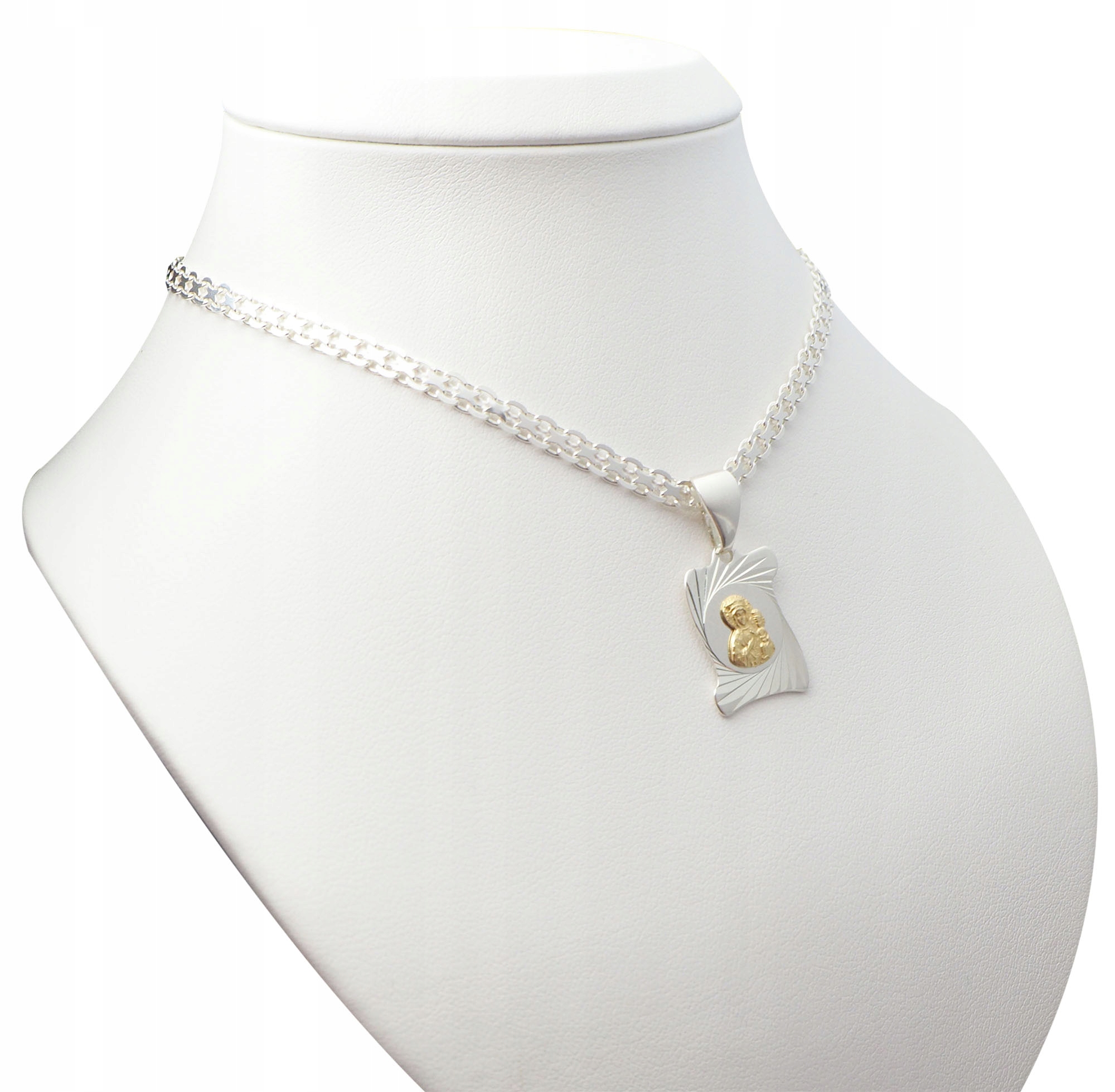 

Srebrny Łańcuszek 50 cm z Medalikiem Matki Boskiej