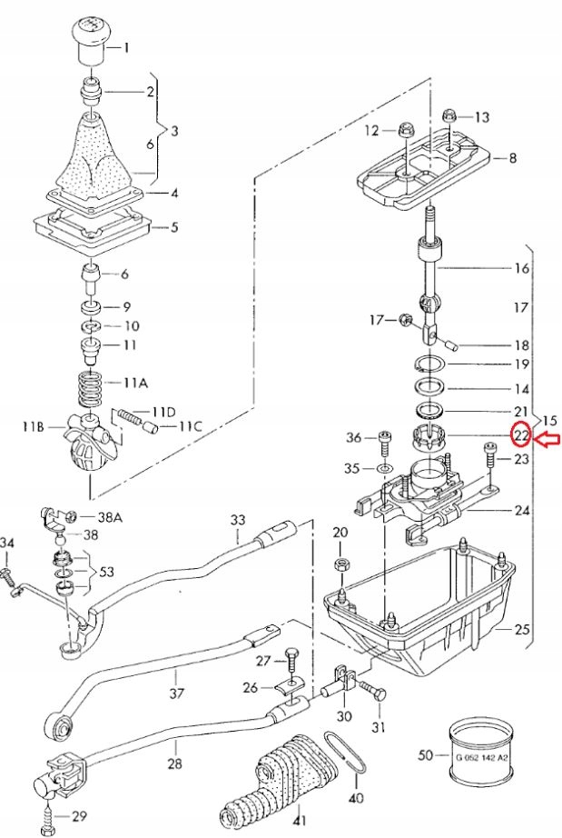 VW PASSAT B5 FL TULEJA LEWARKA ZMIANY BIEGÓW Rodzaj skrzyni Manualna
