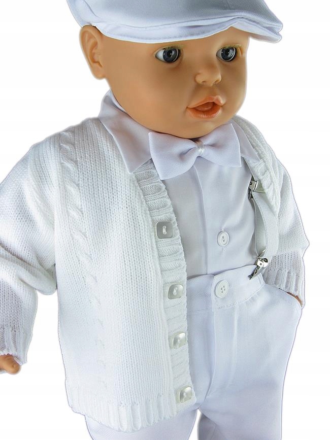 UBRANKO DO CHRZTU DLA CHŁOPCA KOMPLET ROZMIAR 80cm Kolor biały