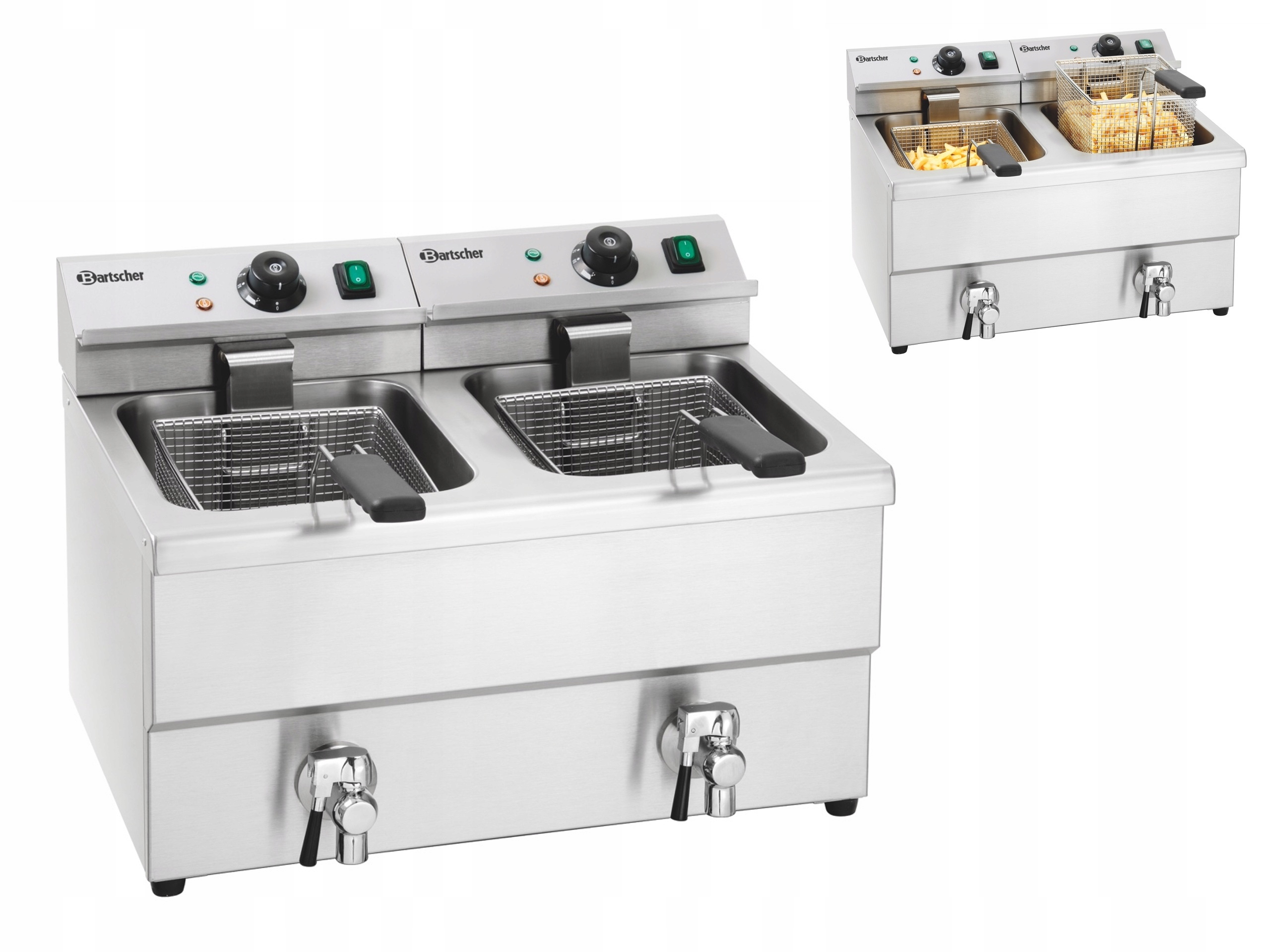 Fritéza 2x8L 6500W Kohoutky Inox Bartscher