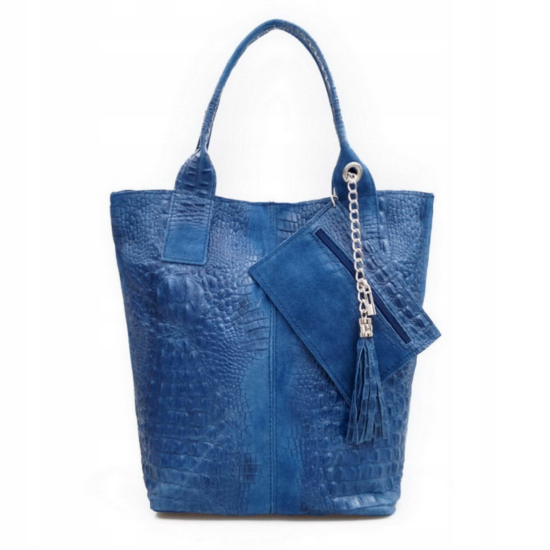 

Torebka Skórzana zamsz shopper kroko V141 c.jeans