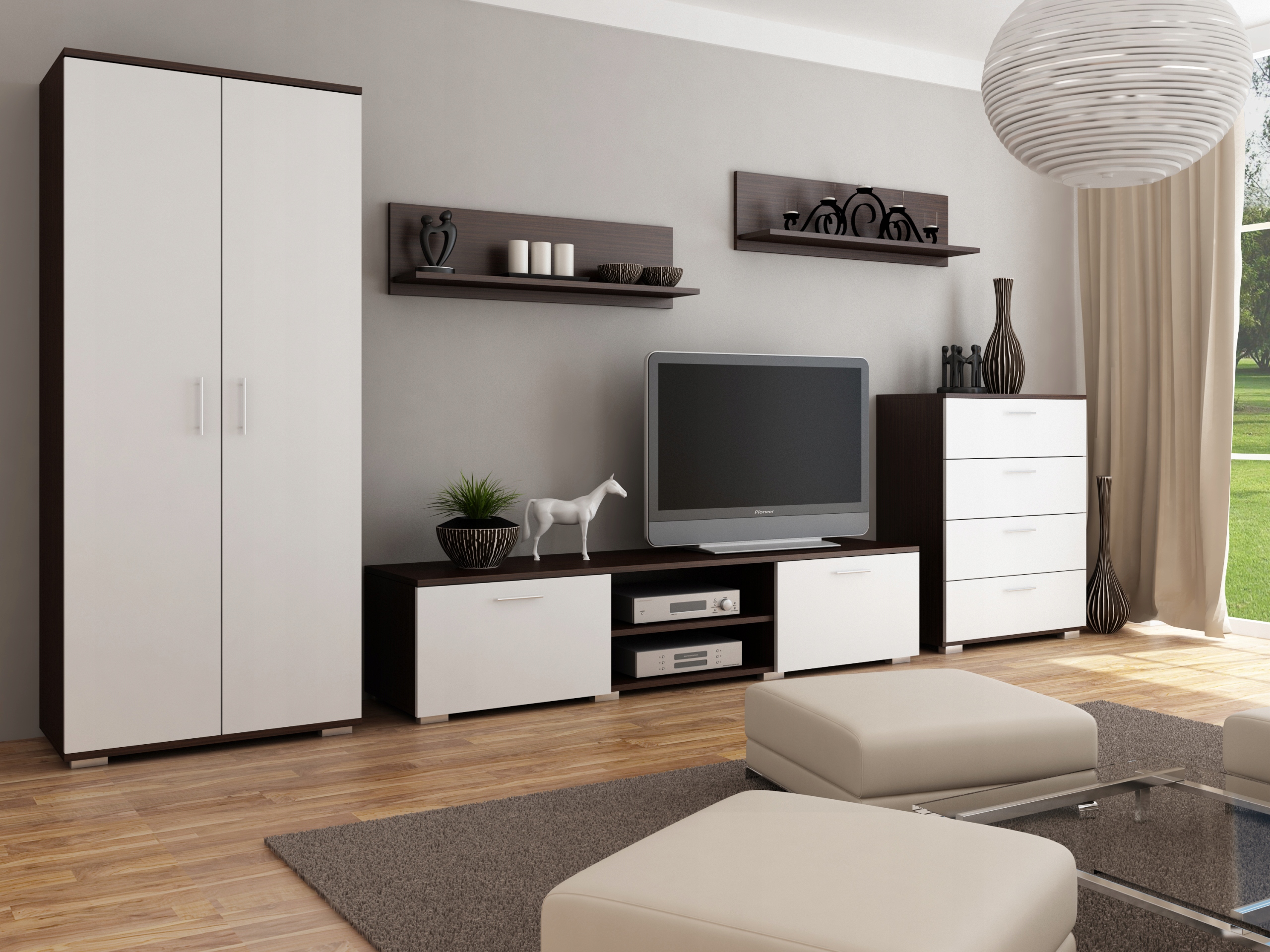 Nábytková Stěna California 2 police wenge/bílá