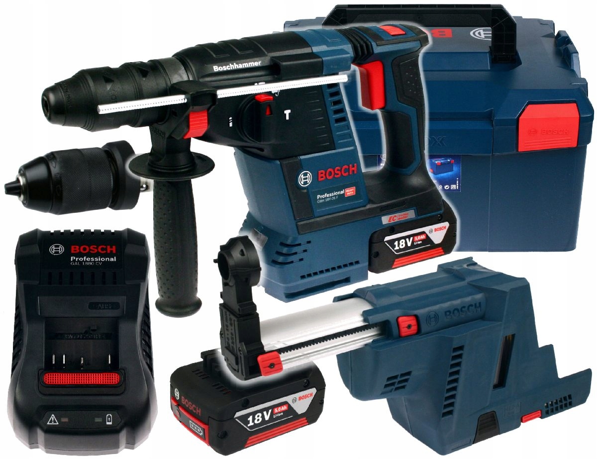 

Młot Gbh 18V-26F Bosch 2x5,0Ah L-boxx Odsysacz