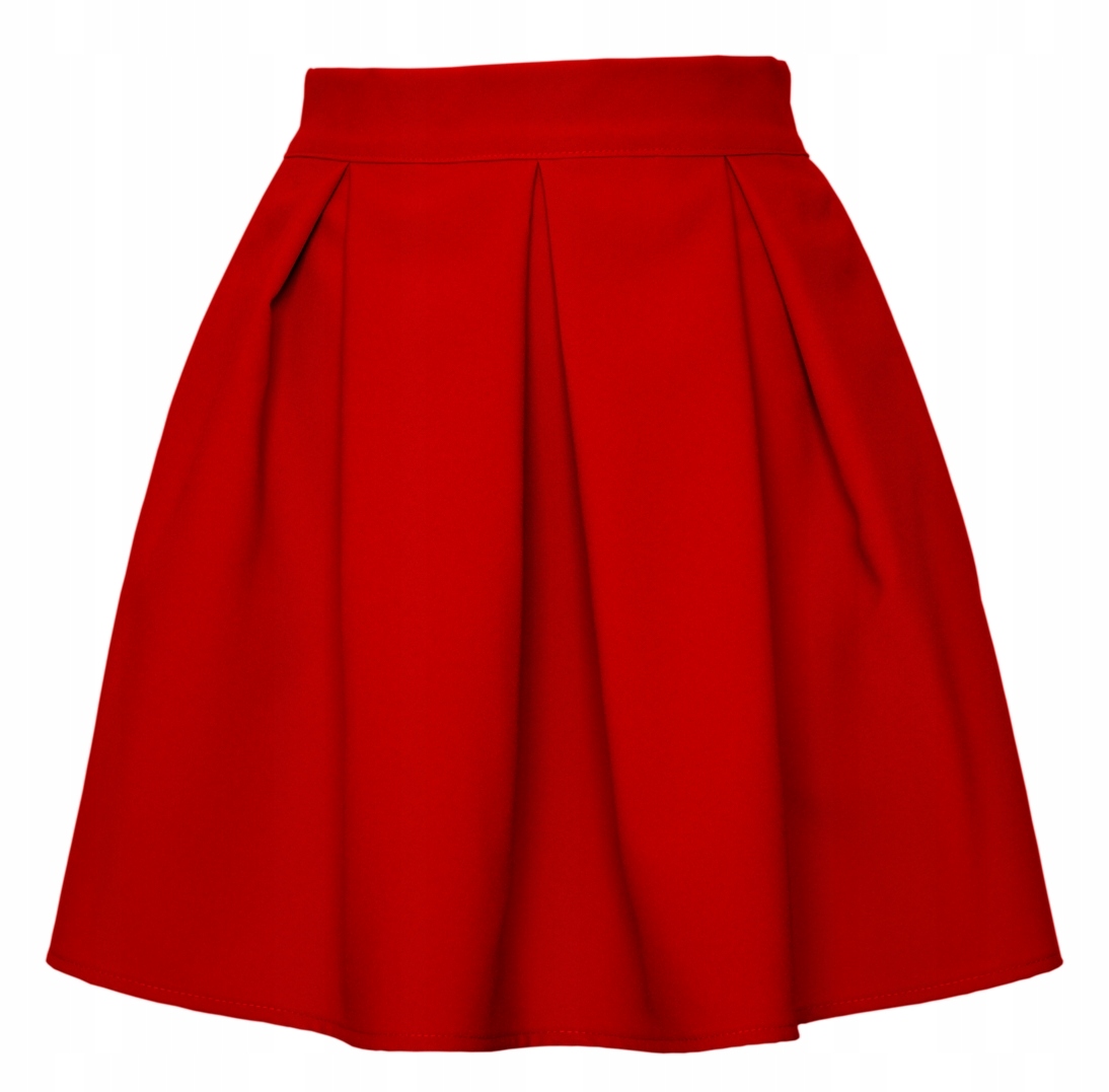 PL CZERWONA SPÓDNICA SPÓDNICZKA KONTRAFAŁDY 36 S