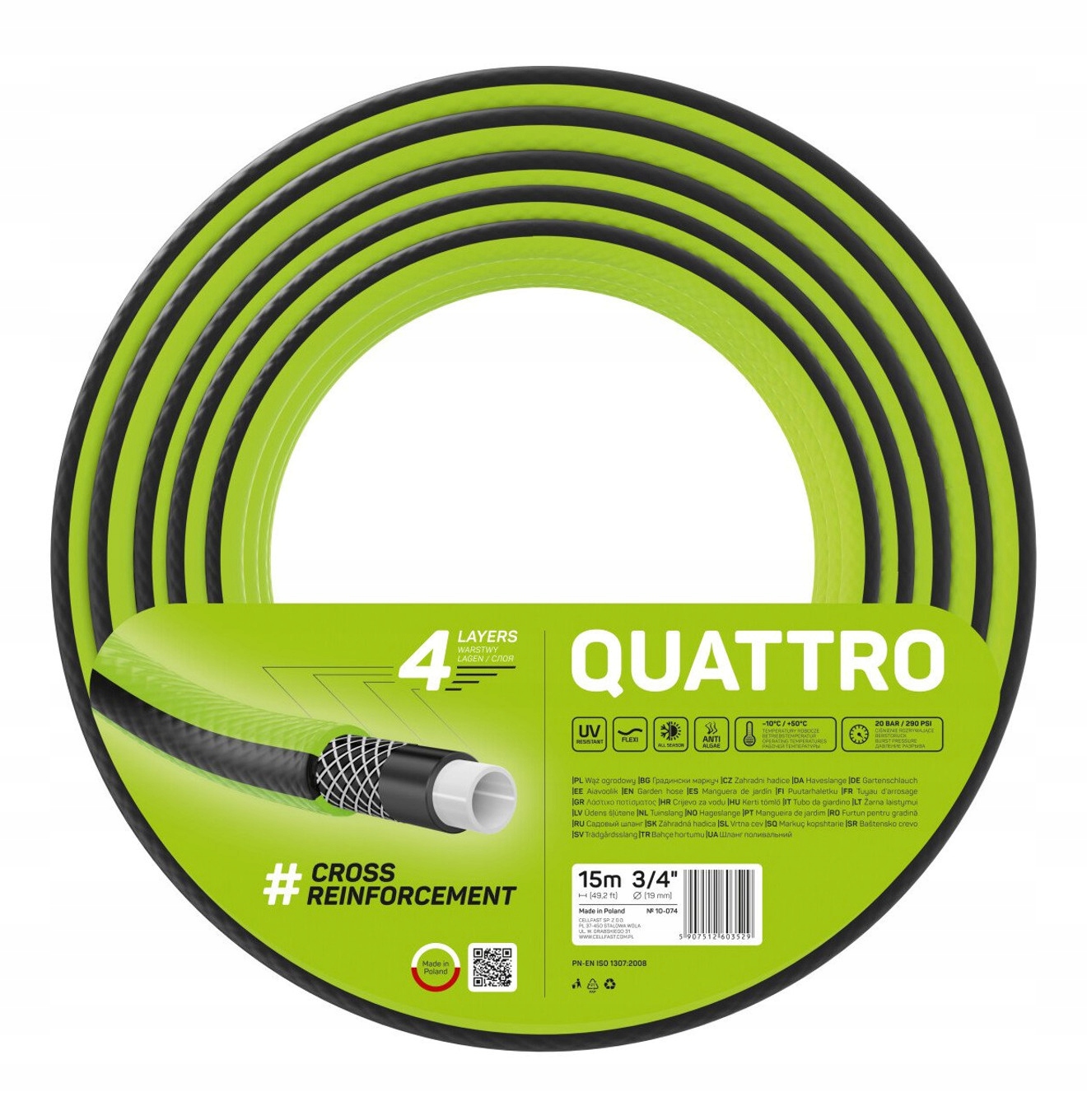 

Wąż ogrodowy Cellfast Quattro 3/4'' 15m 4 warstwy