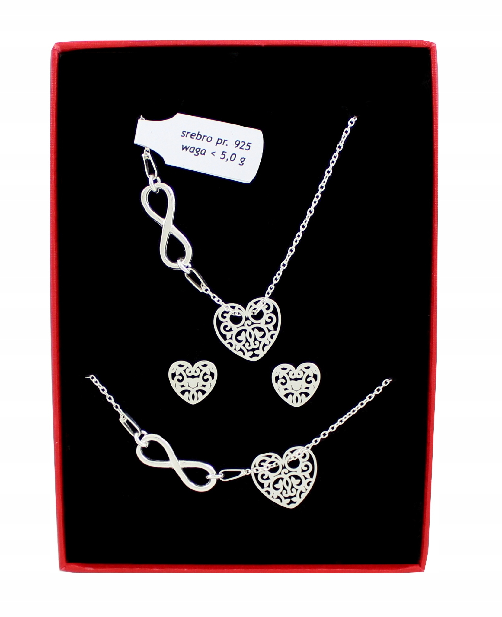 

Komplet Srebrny Serce Infinity