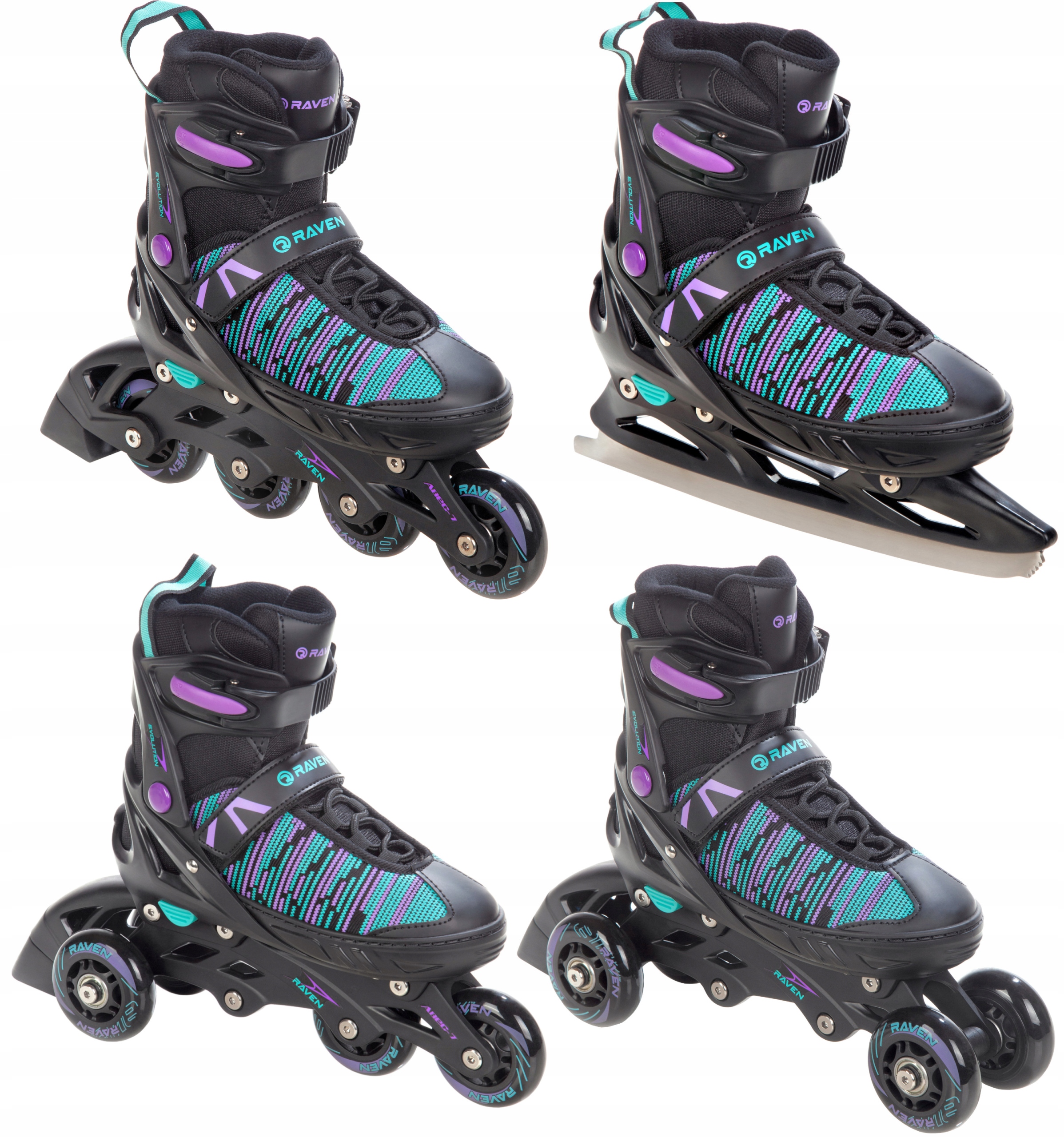 

Rolki Wrotki Łyżwy 4w1 Raven Cande Black 35-39