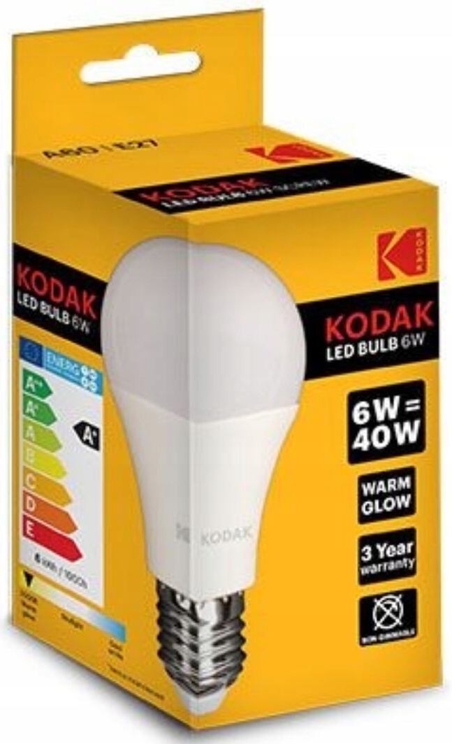 

Żarówka Kodak Led E27 6W/40W 480lm Kulka ciepłe