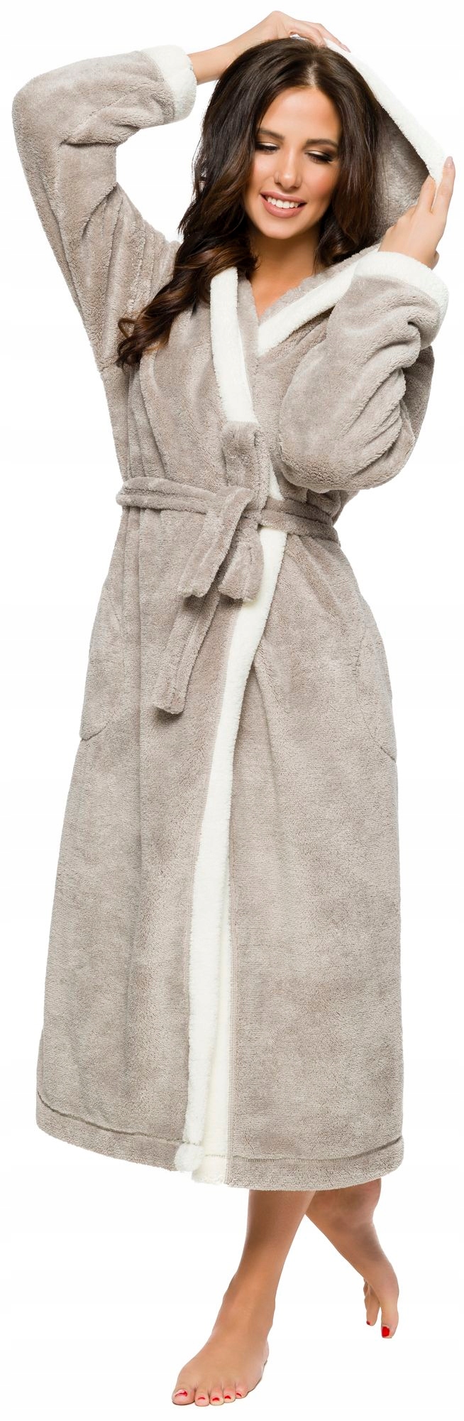 DŁUGI PUCHOWY DAMSKI SZLAFROK Z HAFTEM PODOMKA XXL Materiał dominujący wellsoft