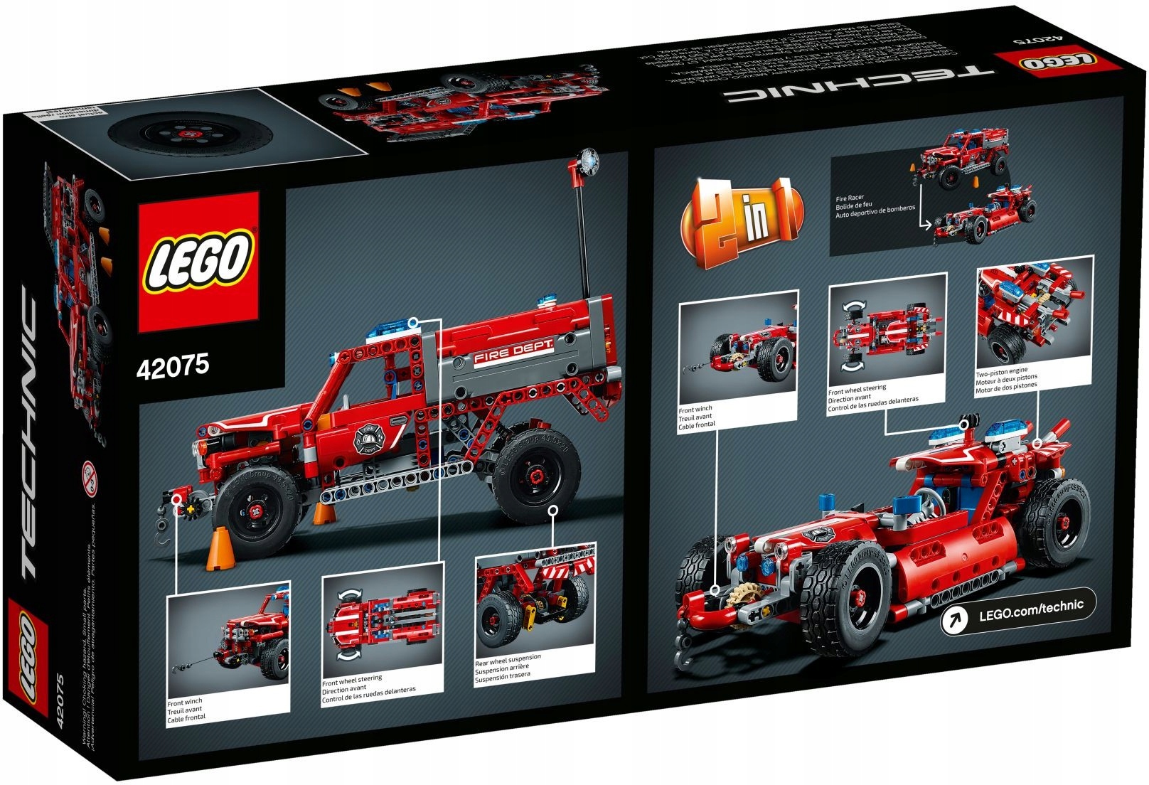 LEGO TECHNIC 42075 STRAŻ POŻARNA 2W1 FORMUŁA STRAŻ Marka LEGO