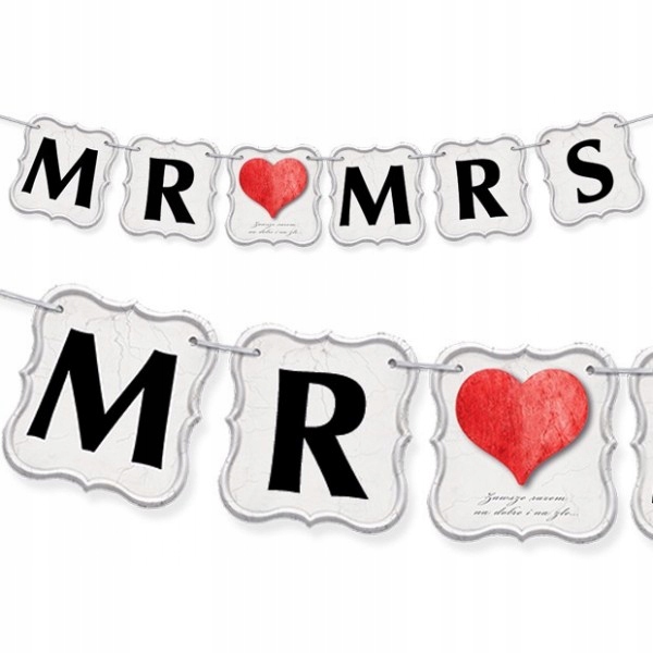 

Girlanda Baner Ślubny Weselny 150 CM Mr Mrs