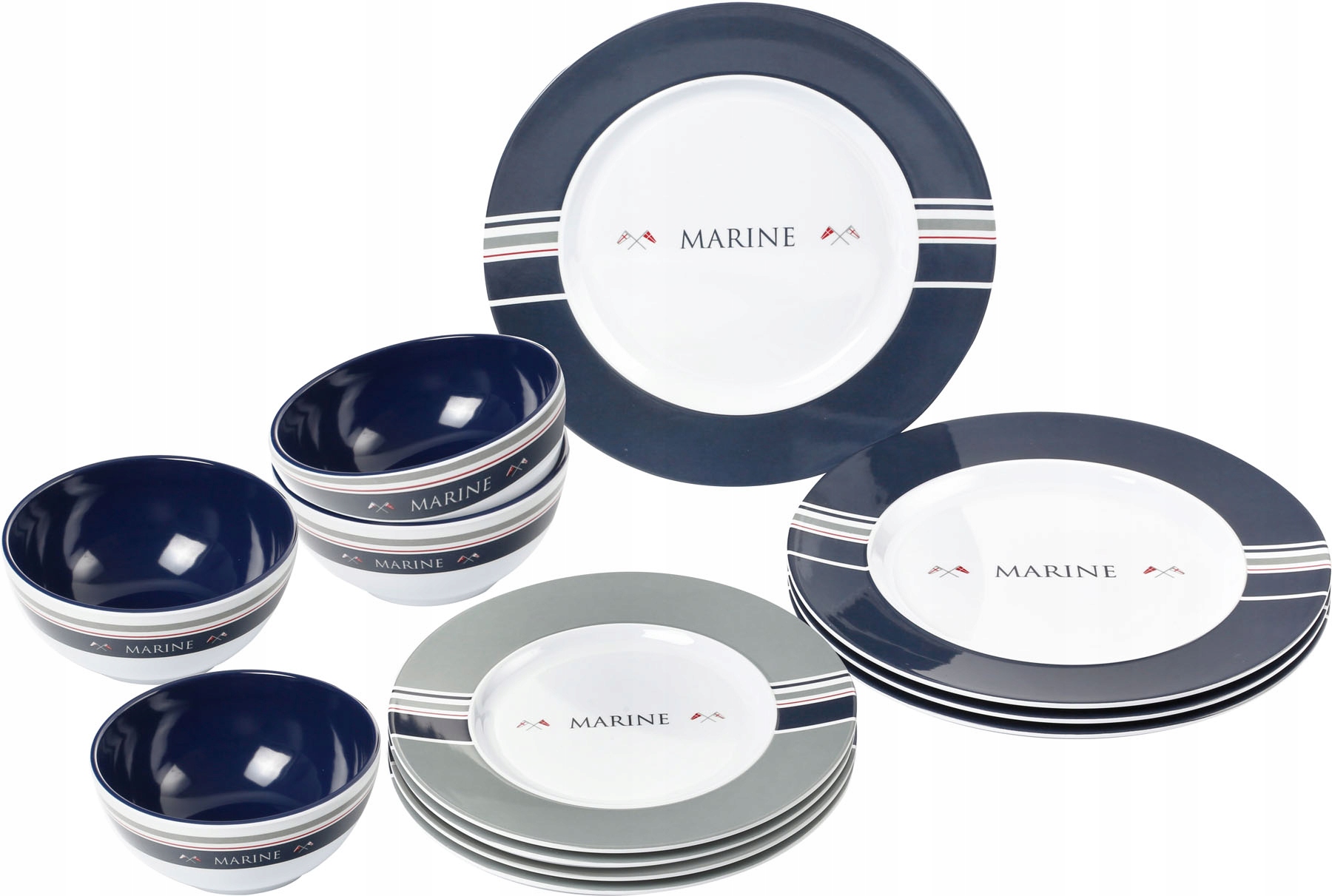 ZESTAW OBIADOWY MELAMINA BRUNNER MARINE 12 SZT