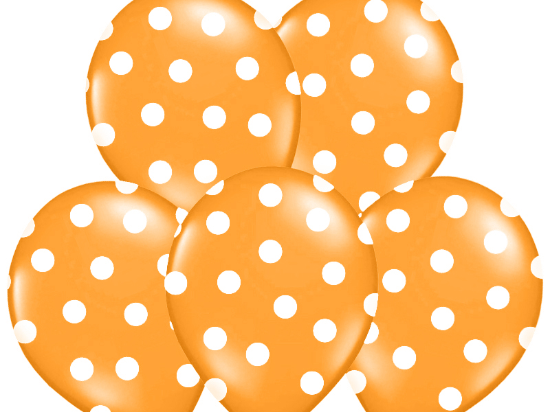 

Pomarańczowe 36cm balony Białe Kropki na ślub 5szt