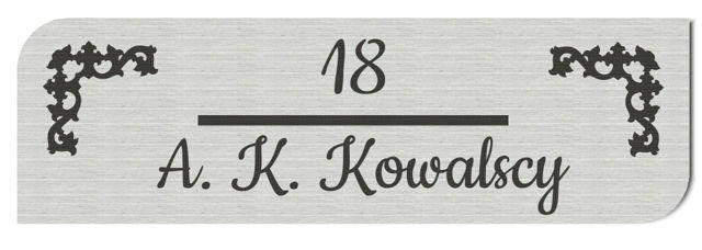 GRAWEROWANA TABLICZKA NUMER NA DRZWI SREBRNA XD61